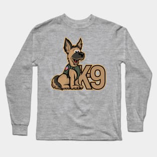 K-9 Dog Cartoon Illustration Long Sleeve T-Shirt